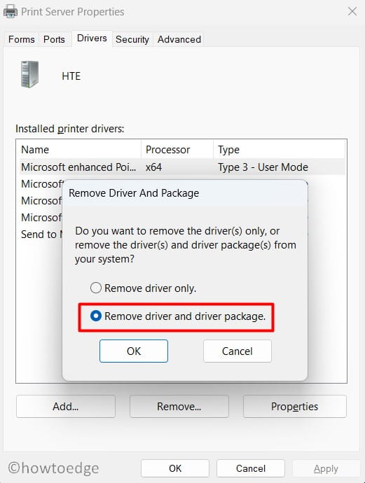Remove driver and driver package