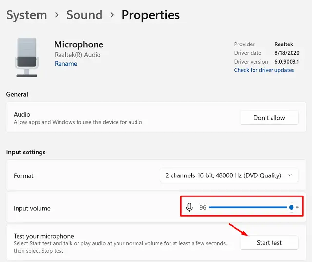 test your microphone in Windows 11