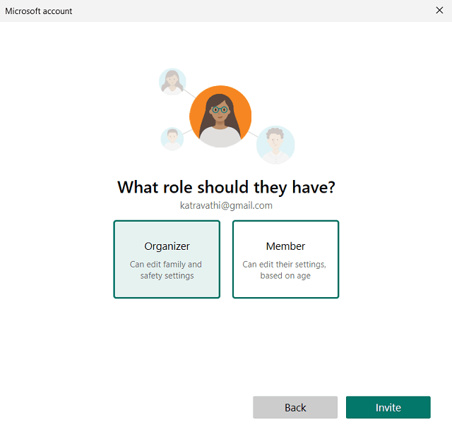 Другая учетная запись пользователя - член или организатор