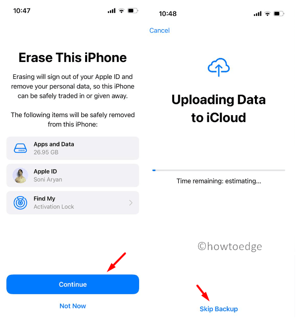 Erase this IPhone - Uploading Data to iCLoud