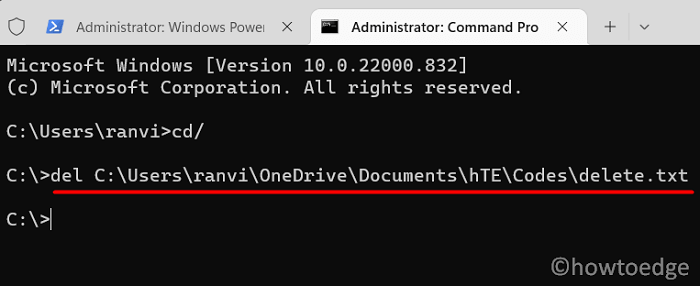 force delete a file on Windows 11 using CMD
