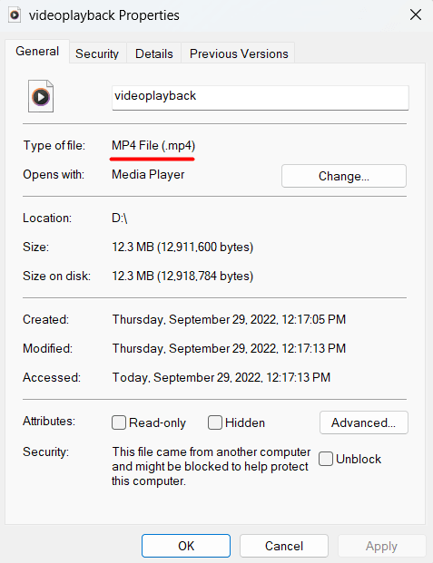 Checking Media file extension - Error 0xC00D36BB