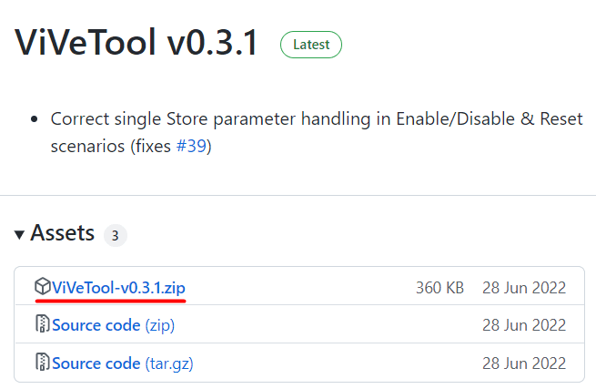 Download ViveTool from Github