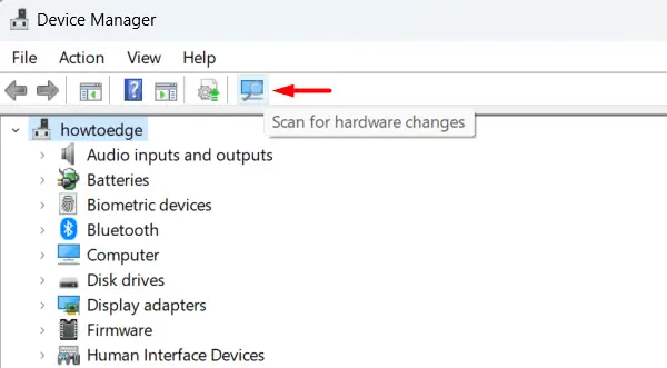 Scan for hardware changes on Windows 11