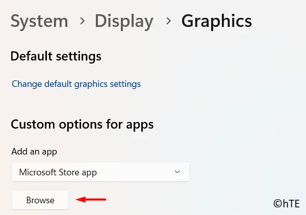 Select an app under graphics and hit Browse