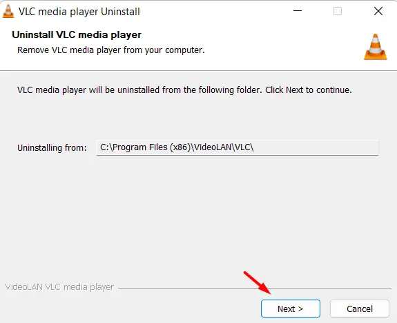 click Next on VLC Media player window