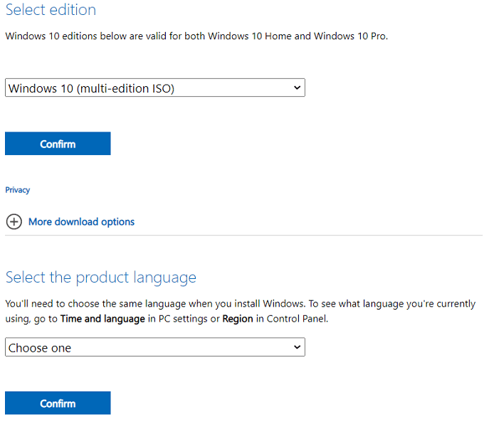 Choose the product language for your Windows 10 22H2