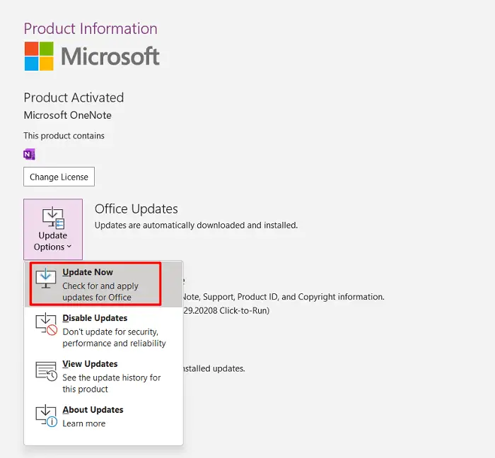 Microsoft Update Options Update Now