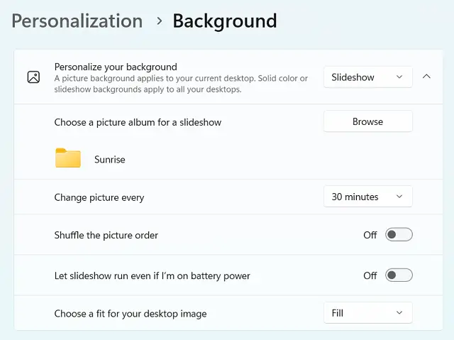 Slideshow on Windows 11