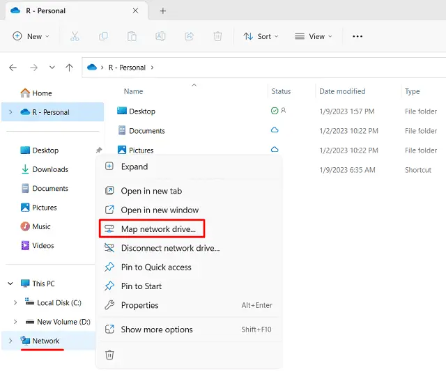 File Explorer - Map Network Drive