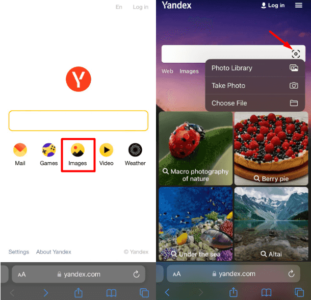 Reverse Image Search over Yandex
