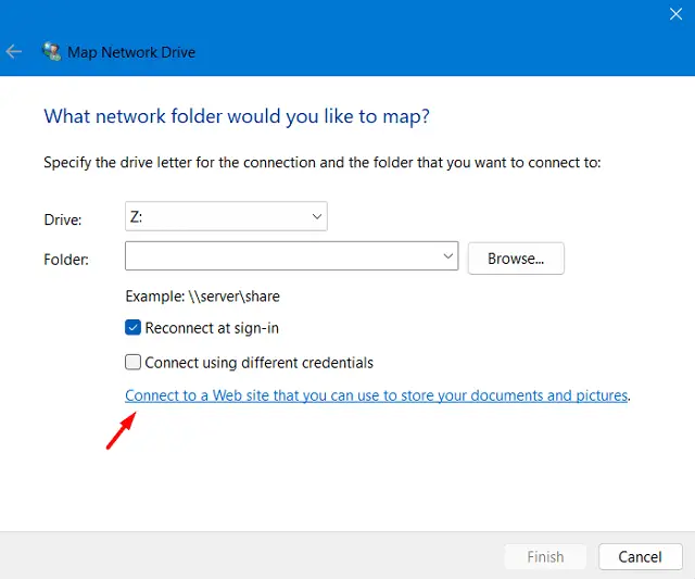 connect to a web site that you can use to store documents or pictures