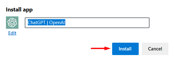 Confirm installing ChatGPT as app on Edge
