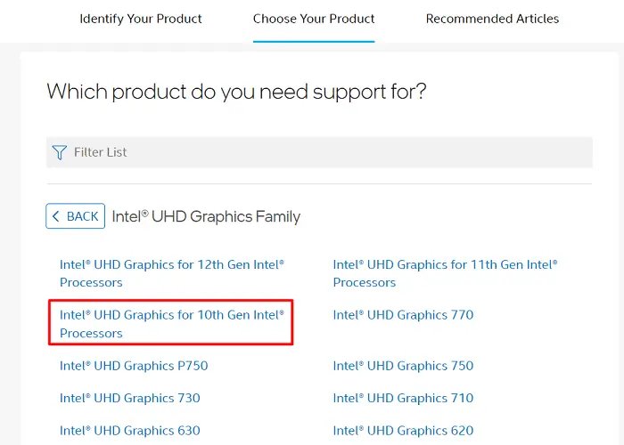 Загрузите графику Intel(R) UHD вручную.