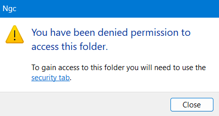 You have been denied accessing the Ngc folder