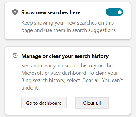 Disable showing new searches in Bing Chat