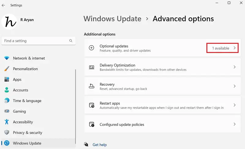 Проверьте наличие ожидающих дополнительных обновлений