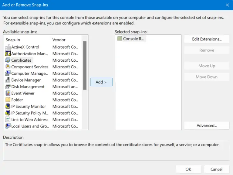 How to manage Trusted Root Certificates in Windows